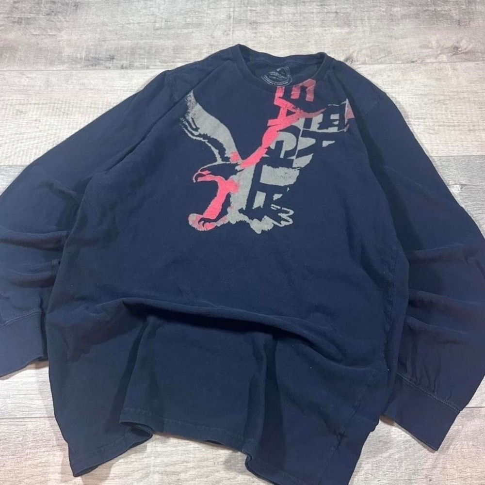 Vintage Y2K emo grunge American Eagle all over print long sleeve shirt size XL